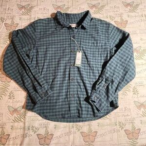 Alpine Design Shirt Womens small green navy lake Plaid‎ Midweight Flannel S